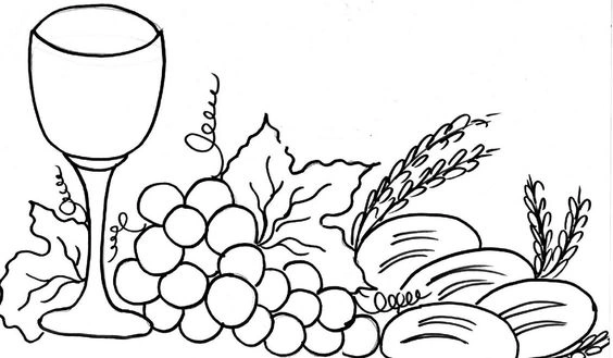 Coloring book chalice and grape